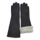 Leather gloves of shearling black "ZOIA"