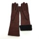 Leather gloves of shearling chocolate "ZOIA"
