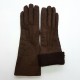 Leather gloves of shearling brown "ZOIA"