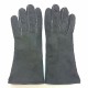 Leather gloves of sherling grey "ANASTASIA".