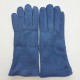 Gants en cuir d'agneau lainé bleu jeans "ANASTASIA"