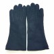 Gants en cuir d'agneau lainé noir "ANASTASIA".