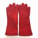 Gants en cuir d'agneau lainé rouge "ANASTASIA".