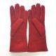 Leather gloves of sherling red "ANASTASIA".