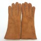 Gants en cuir d'agneau lainé chesnut "ANASTASIA".