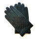 Leather gloves of lamb black "DAMIER".