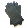 Gants en cuir d'agneau gris et noir "DAMIER".