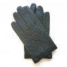 Leather gloves of lamb grey and black "DAMIER".