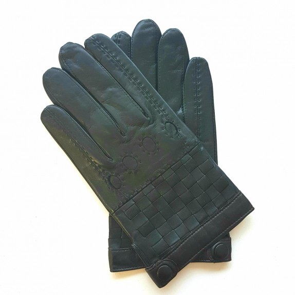 Leather gloves of lamb black "DAMIER".