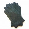 Leather gloves of lamb black and brown "DAMIER".
