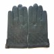 Leather gloves of lamb black "DAMIER".