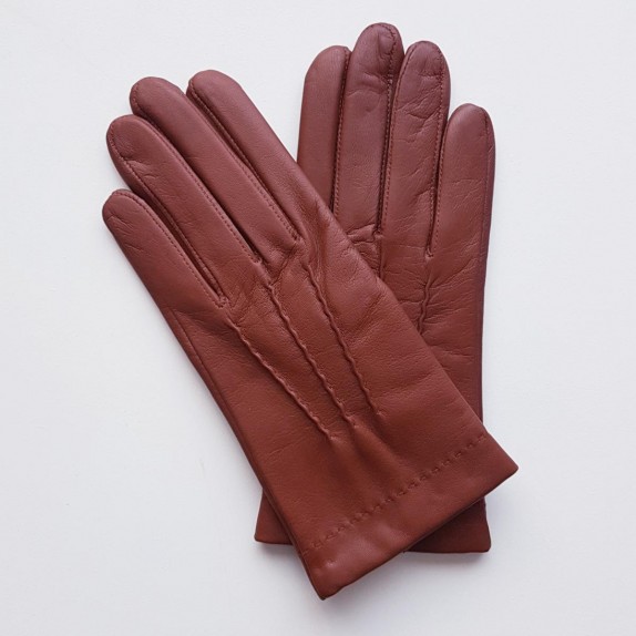 Gants en cuir d'agneau cognac "HENRI".