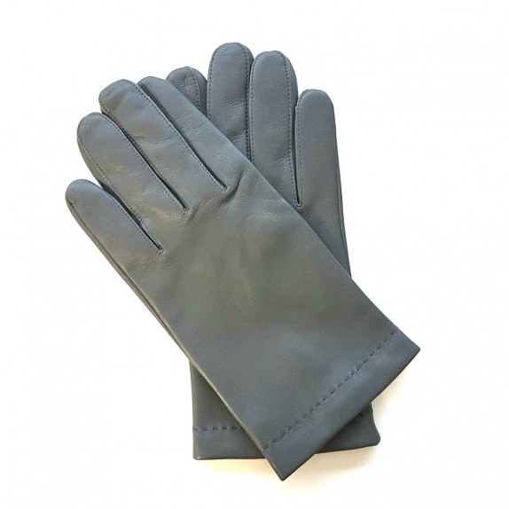 Leather gloves of lamb grey and orange "MARTIN".