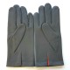 Leather gloves of lamb grey and orange "MARTIN".