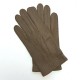 Gants en cuir de pécari taupe foncé "JOSEPH".