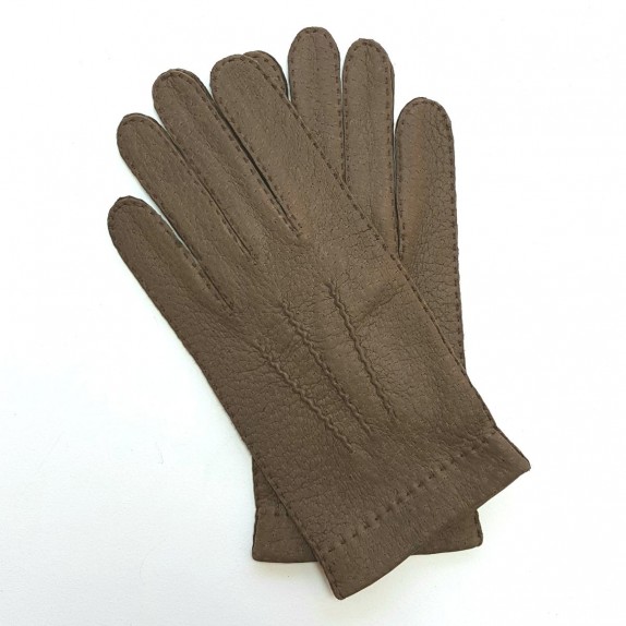 Gants en cuir de pécari taupe foncé "JOSEPH".