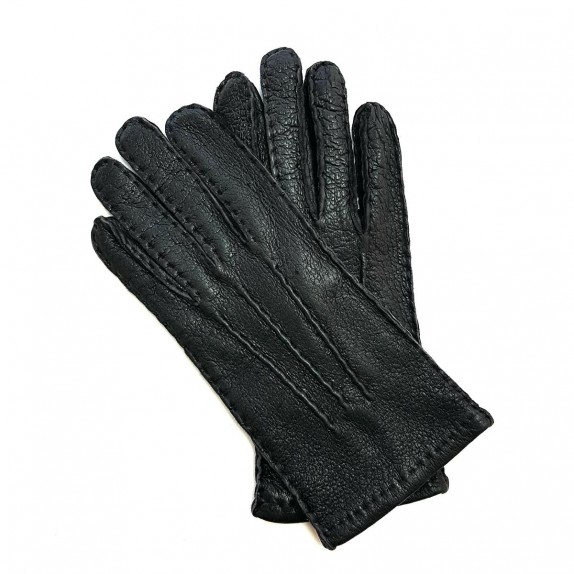 Gants en cuir de pécari noir "JOSEPH".