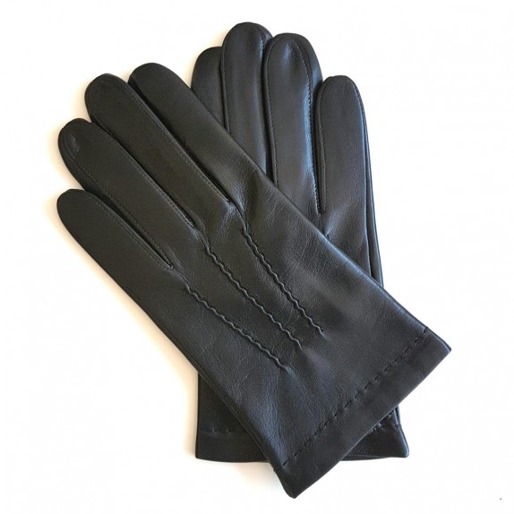 Leather gloves of lamb black "HENRI".