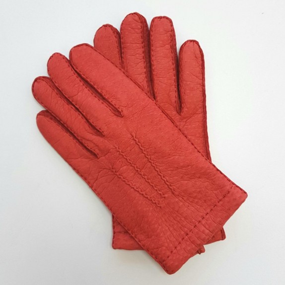 Leather gloves of peccary red "PAUL".