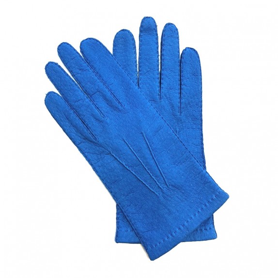 Gants en cuir de pécari bleu de France "PATT".