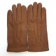Leather gloves of peccary glace chesnut "JOSEPH".