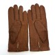 Leather gloves of peccary glace chesnut "JOSEPH".