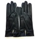 Gants en cuir d'agneau noir "ANEMONE".