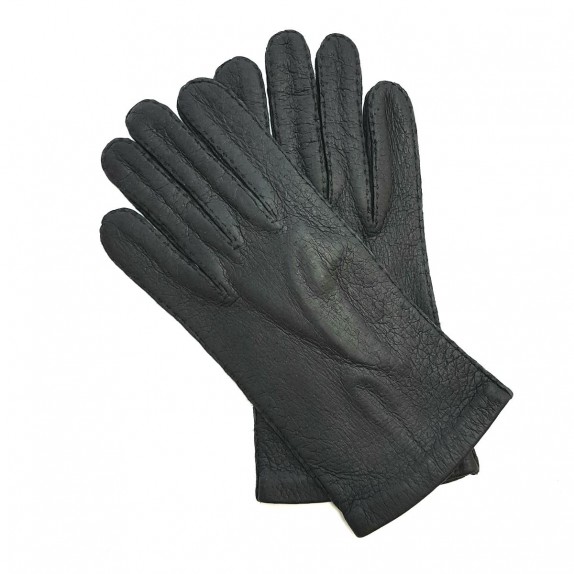 Gants en cuir de pécari noir "MICHEL".