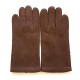 Leather gloves of peccary dark brown"MICHEL".