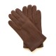 Gants en cuir de pécari marron foncé "MICHEL".