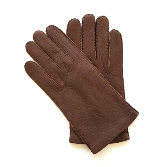 Leather gloves of peccary dark brown "MICHEL".