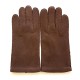 Gants en cuir de pécari marron foncé "MICHEL".