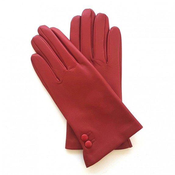 Gants en cuir d'agneau rouge "CLEMENTINE".