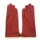 Gants en cuir d'agneau rouge "CLEMENTINE".