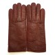 Leather gloves of peccary and ostrich maroon "ADELE"