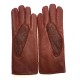 Gants en cuir de pécari et d'autruche bordeaux "ADELE".