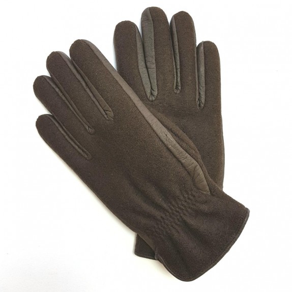 Gants en laine alpaga et cuir de pécari "MOYRA".