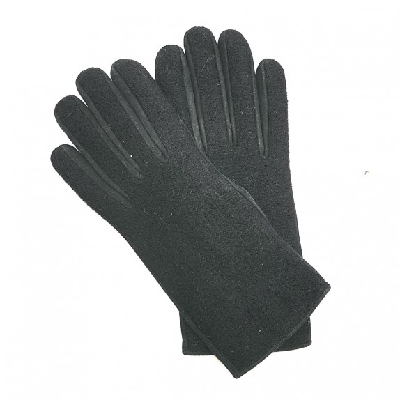 Leather gloves of goat skin suede and alpaca black "JEANIE".
