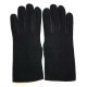 Gants en laine alpaga et cuir de chèvre velours noir "JEANIE".