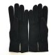 Gants en laine alpaga et cuir de chèvre velours noir "JEANIE".