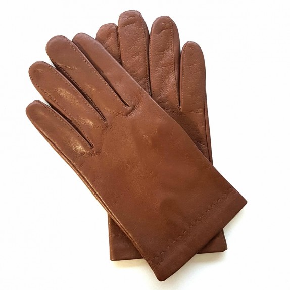 Leather gloves of lamb cognac "RAPHAËL".