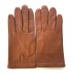 Gants en cuir d'agneau cognac "RAPHAËL".