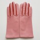 Leather gloves of lamb pink orange "COLOMBE".