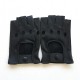 Leather mittens of lamb black "PILOTE".