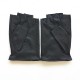 Leather mittens of lamb black "PILOTE".