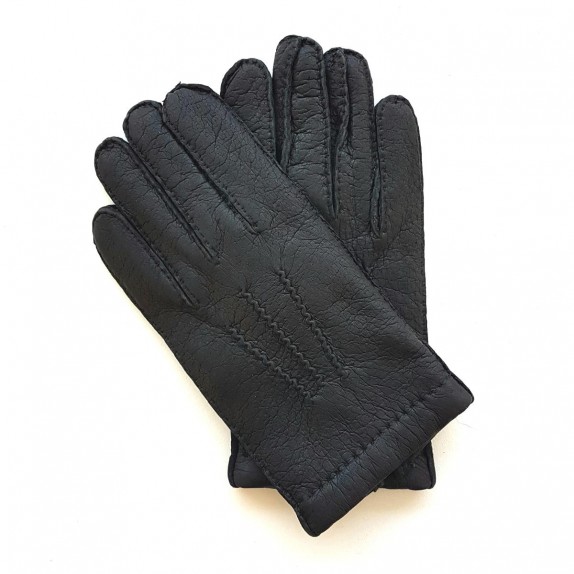 Gants en cuir de pécari noir "PAUL".