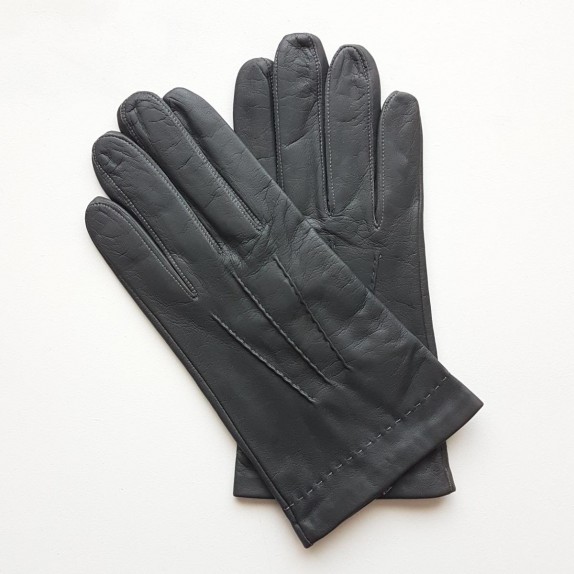 Leather gloves of lamb grey "HENRI".