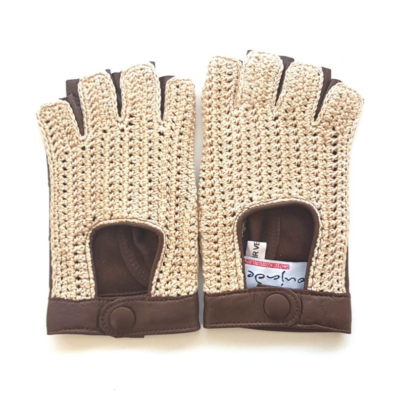 Mitaine homme laine marron beige chiné gants celtique outlander