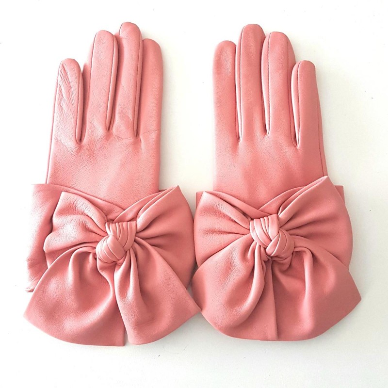 Gants tricotés en douce laine d'agneau en Rose, Orange, Naturel