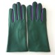 Leather gloves of lamb verde amethyst "COLOMBE".